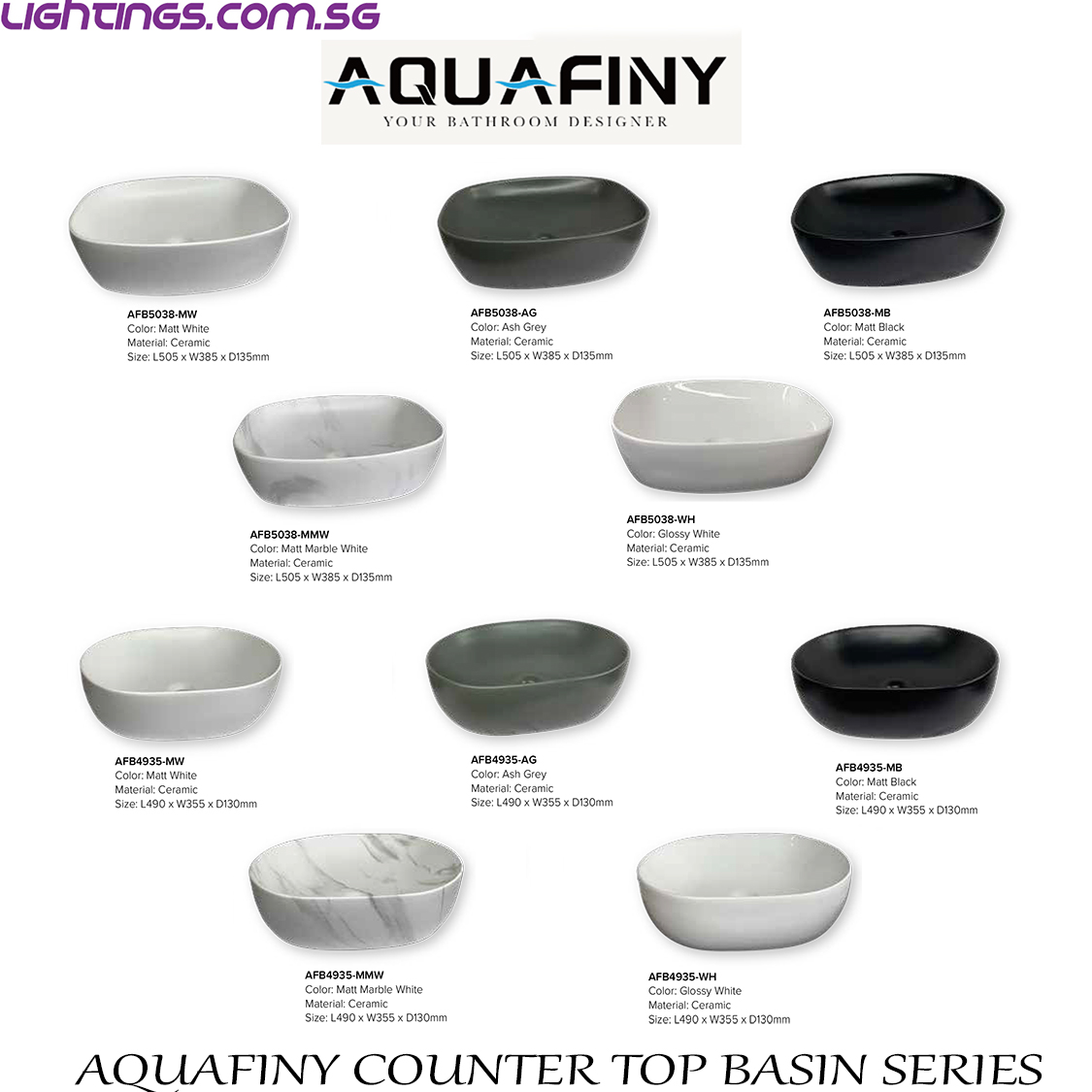 AQUAFINY COUNTER TOP BASIN SERIES